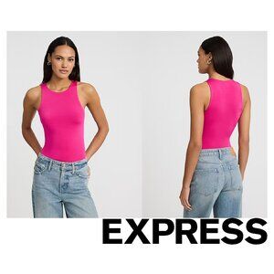 Express Pink Contour High Neck Stretchy Sleeveless Thong Bodysuit
